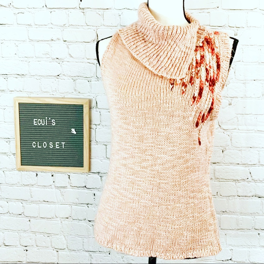 Zinc chunky knit pink sweater sleeveless top XL